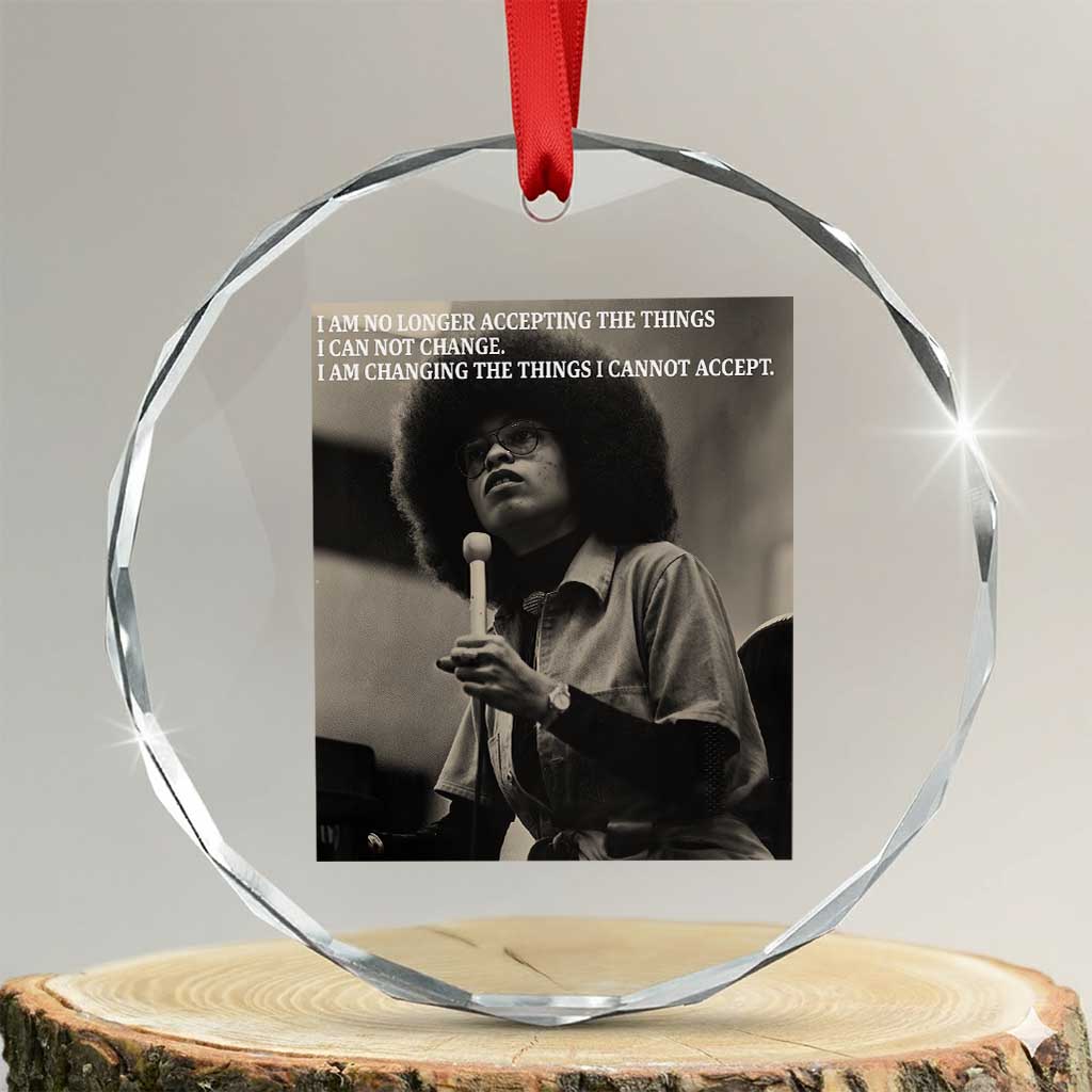 Angela Davis Inspirational Quote Crystal Glass Ornament Black History Month TS14 Transparent Glass 3'' Circle Print Your Wear
