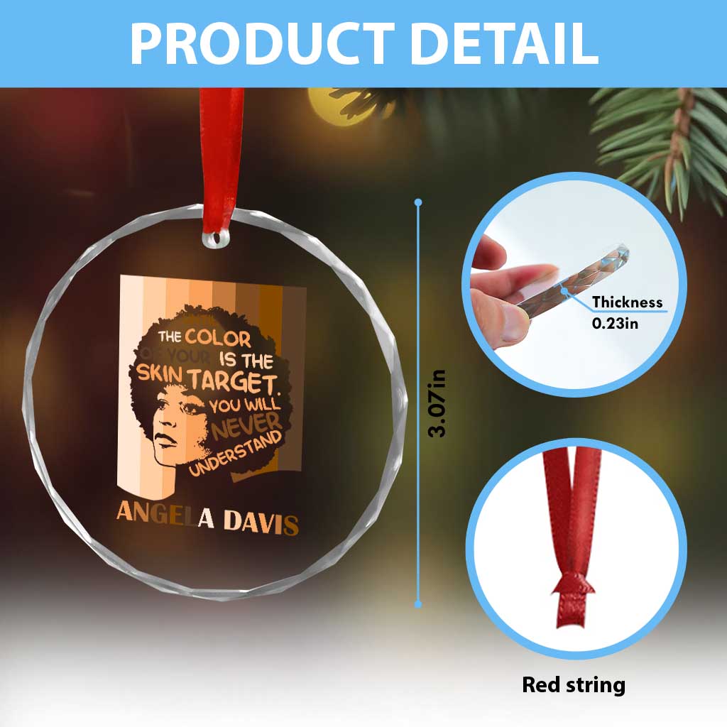 Angela Davis Inspirational Quote Crystal Glass Ornament Black Pride Melanin TS14 Print Your Wear