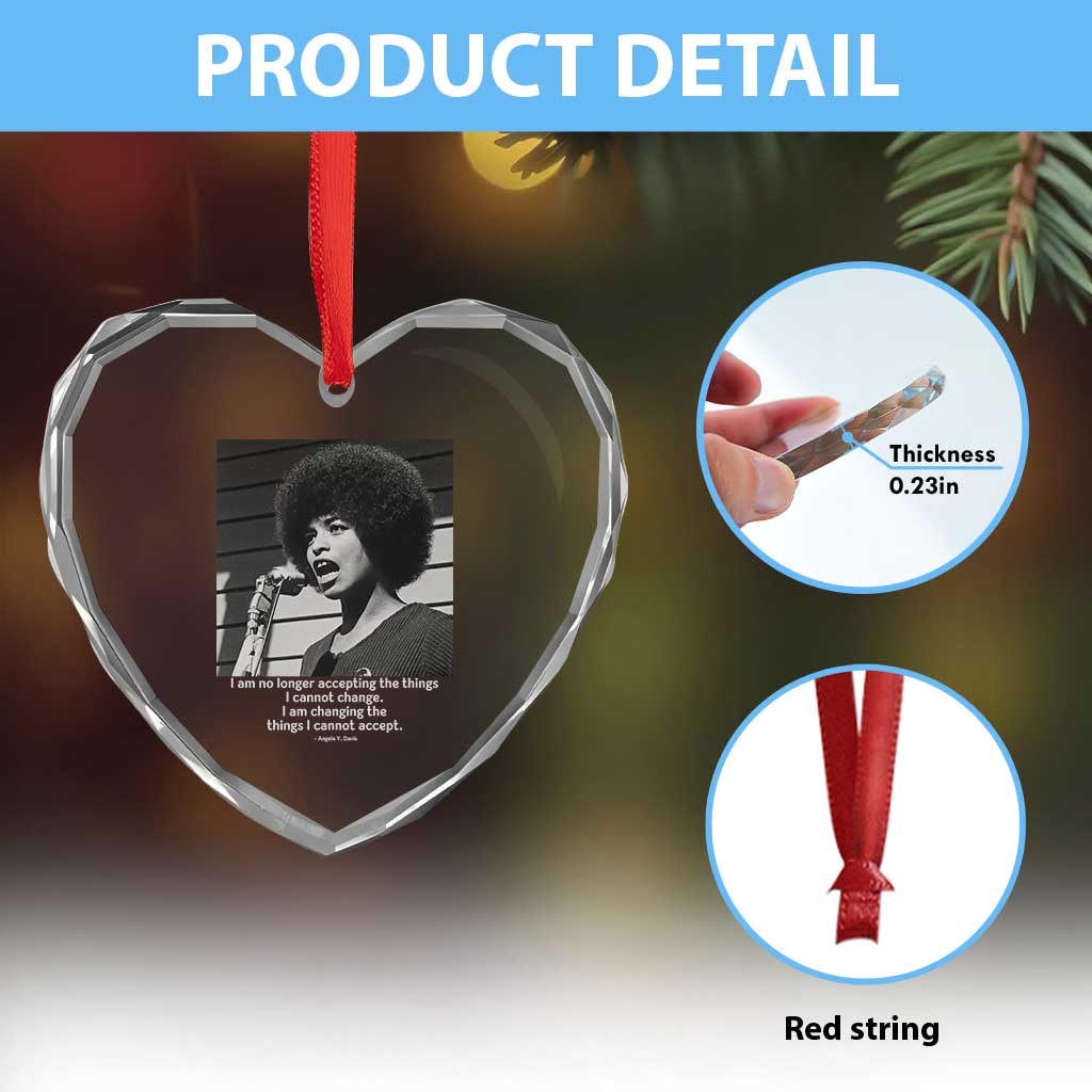 Angela Davis Inspirational Quote Heart Crystal Glass Ornament Black History African Pride Power TS14 Print Your Wear
