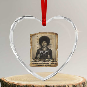 Angela Davis Inspirational Quote Heart Crystal Glass Ornament Black History Melanin TS14 Transparent Glass 3'' Heart Print Your Wear