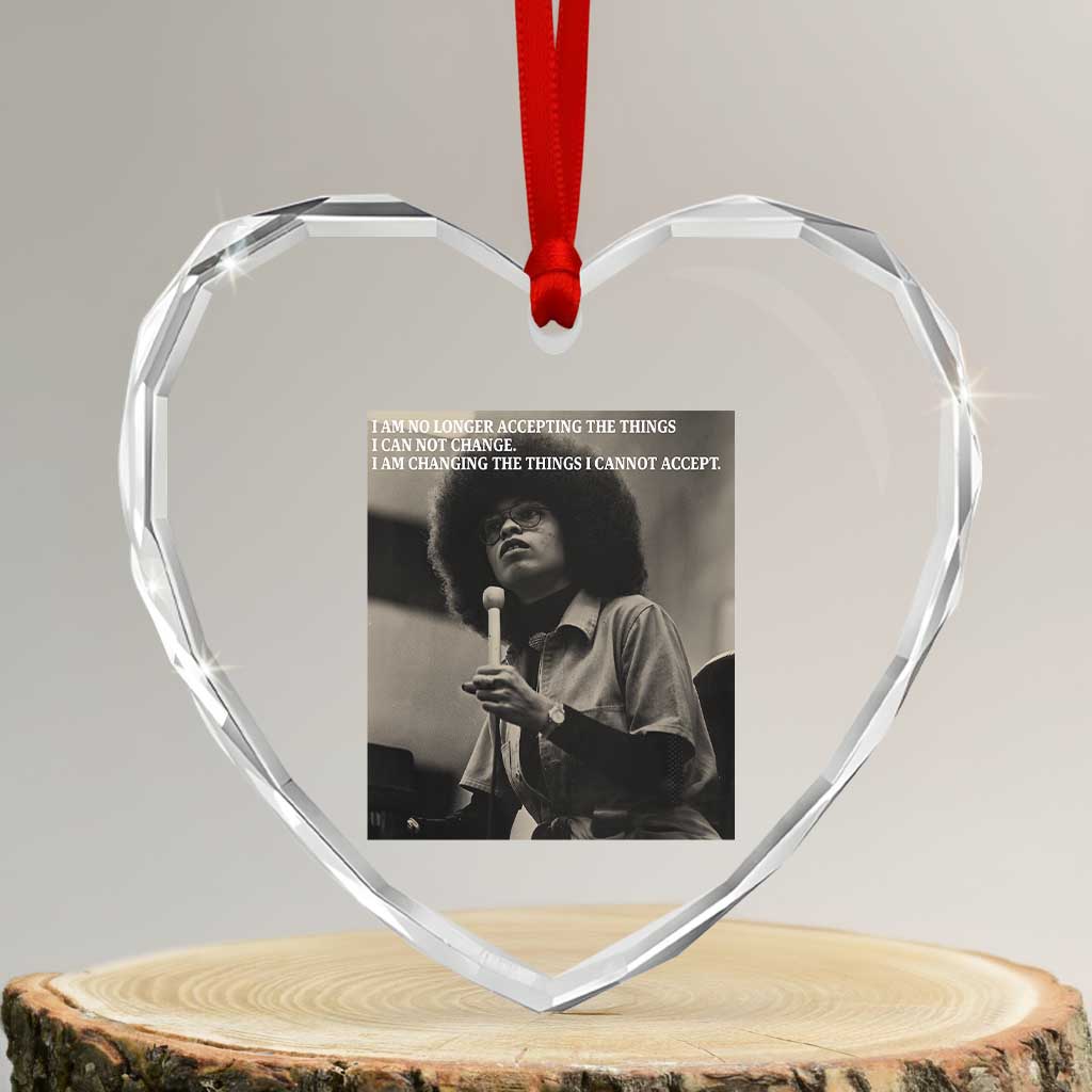 Angela Davis Inspirational Quote Heart Crystal Glass Ornament Black History Month TS14 Transparent Glass 3'' Heart Print Your Wear