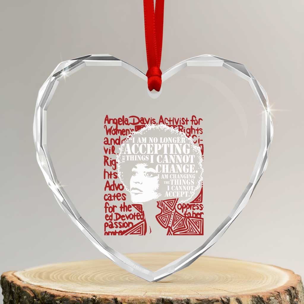 Angela Davis Inspirational Quote Heart Crystal Glass Ornament Black History Month TS14 Transparent Glass 3'' Heart Print Your Wear
