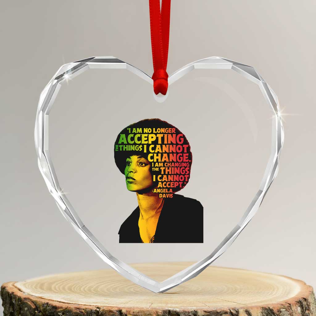 Angela Davis Inspirational Quote Heart Crystal Glass Ornament Black History Month Afro Woman Activist TS10 Transparent Glass 3'' Heart Print Your Wear