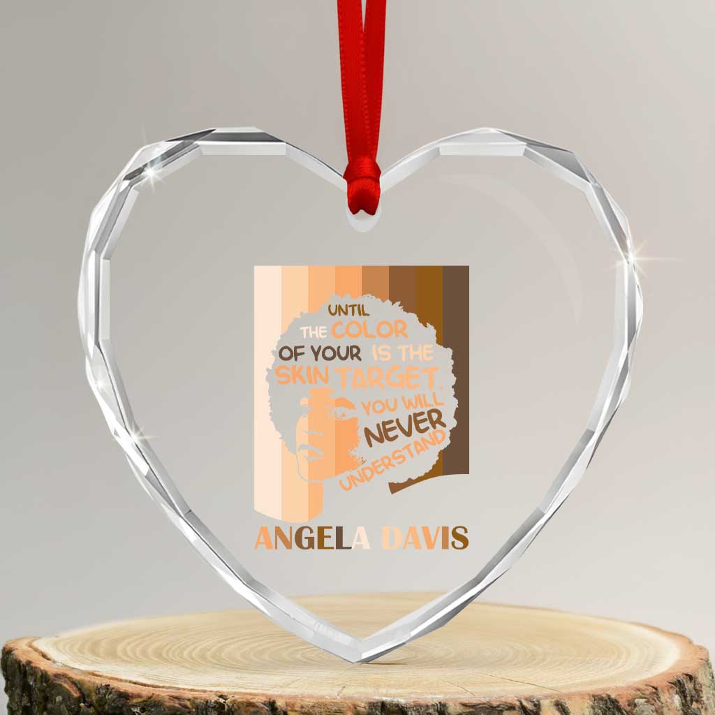 Angela Davis Inspirational Quote Heart Crystal Glass Ornament Black Pride Melanin TS14 Transparent Glass 3'' Heart Print Your Wear