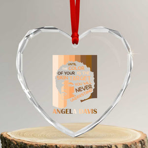 Angela Davis Inspirational Quote Heart Crystal Glass Ornament Black Pride Melanin TS14 Transparent Glass 3'' Heart Print Your Wear