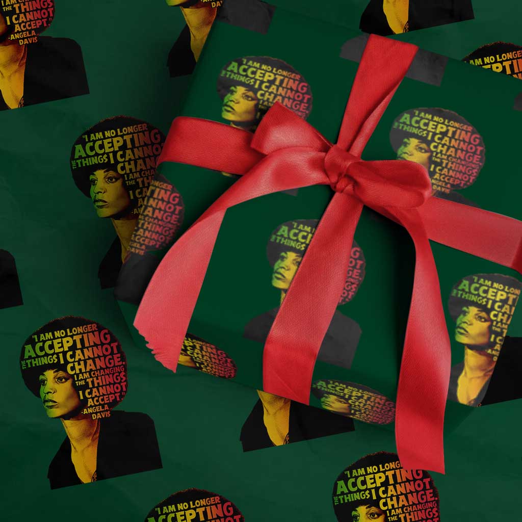 Angela Davis Inspirational Quote Wrapping Paper Roll Black History Month Afro Woman Activist TS10 Green Print Your Wear