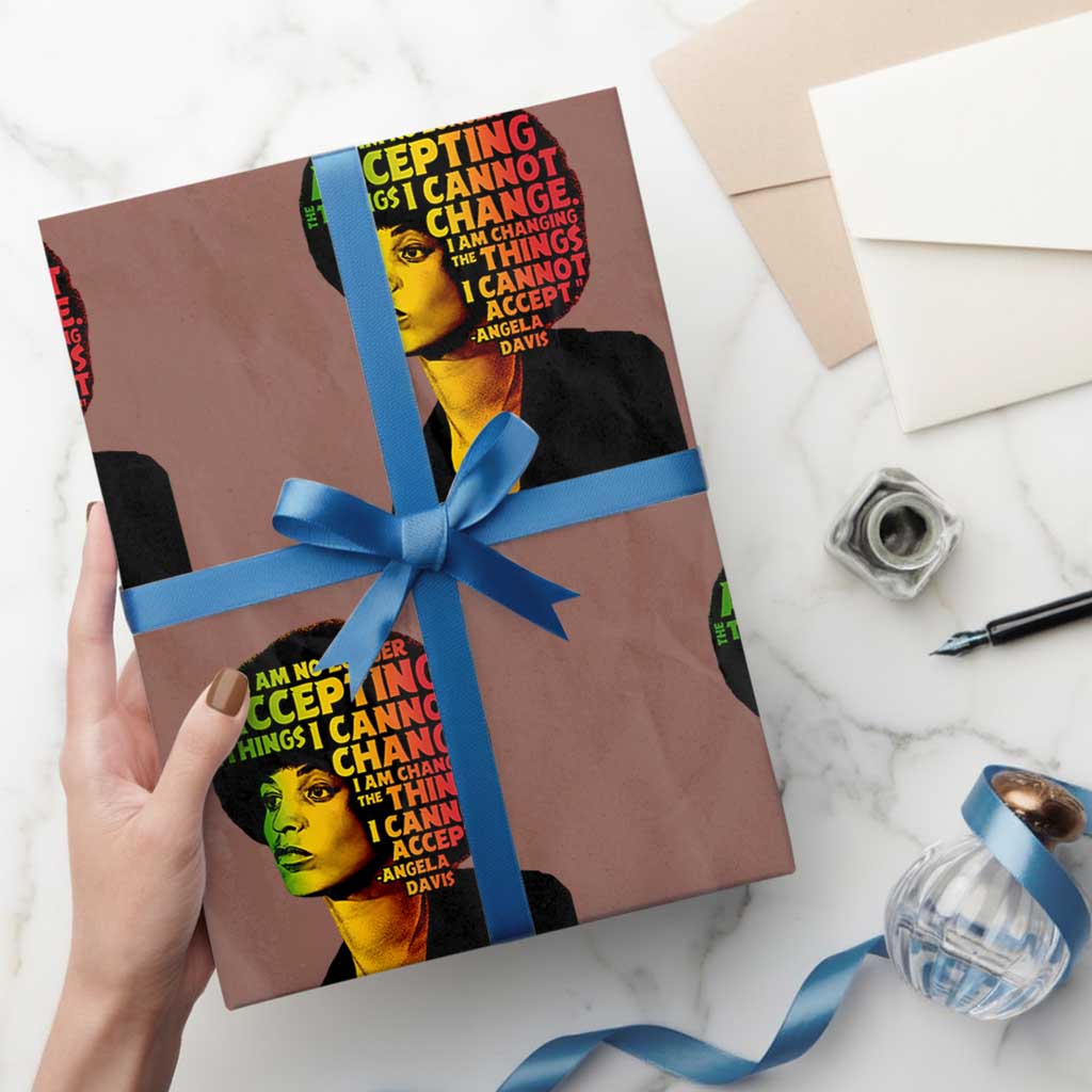 Angela Davis Inspirational Quote Wrapping Paper Roll Black History Month Afro Woman Activist TS10 Mocha Print Your Wear