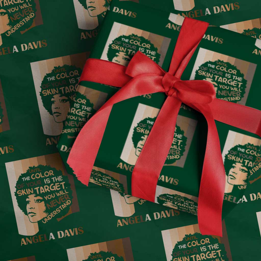 Angela Davis Inspirational Quote Wrapping Paper Roll Black Pride Melanin TS14 Green Print Your Wear