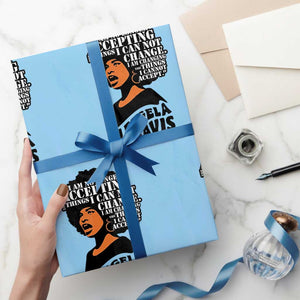 Angela Davis Inspirational Quote Wrapping Paper Roll I Am No Longer Accepting The Things I Cannot Change TS14 Light Blue Print Your Wear