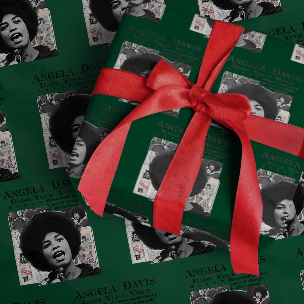 Angela Davis Wrapping Paper Roll Raise Your Voice Revolutionary Power Liberation TS02 Green Print Your Wear
