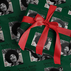 Angela Davis Wrapping Paper Roll Raise Your Voice Revolutionary Power Liberation TS02 Green Print Your Wear