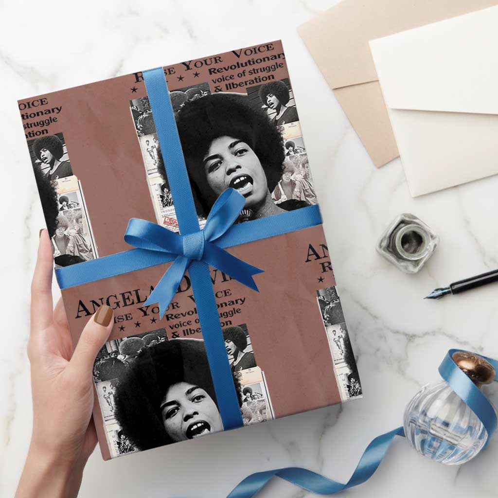 Angela Davis Wrapping Paper Roll Raise Your Voice Revolutionary Power Liberation TS02 Mocha Print Your Wear