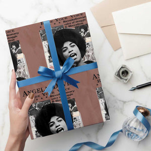 Angela Davis Wrapping Paper Roll Raise Your Voice Revolutionary Power Liberation TS02 Mocha Print Your Wear