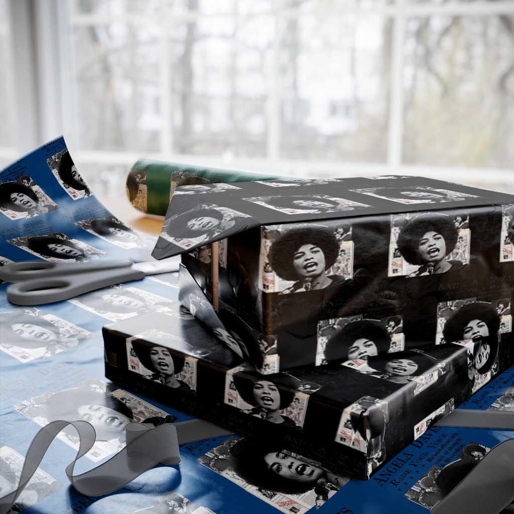Angela Davis Wrapping Paper Roll Raise Your Voice Revolutionary Power Liberation TS02 Black Print Your Wear