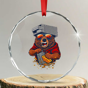 Angry Bear Grating Cheese Crystal Glass Ornament Grater Rage Crushing for Fierce Football Fans TS02 Transparent Glass 3'' Circle Print Your Wear