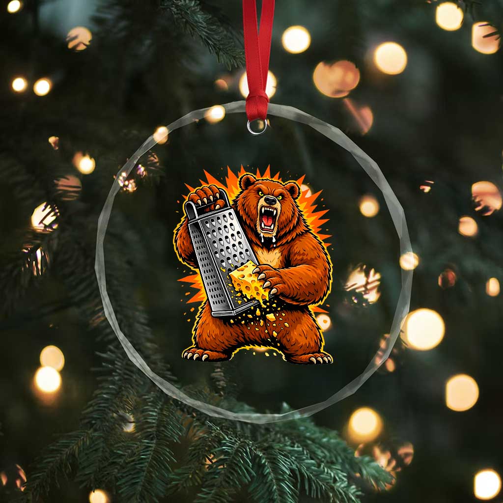 Angry Bear Grating Cheese Grater Hater Fierce Graphic Crystal Glass Ornament TS02 Print Your Wear