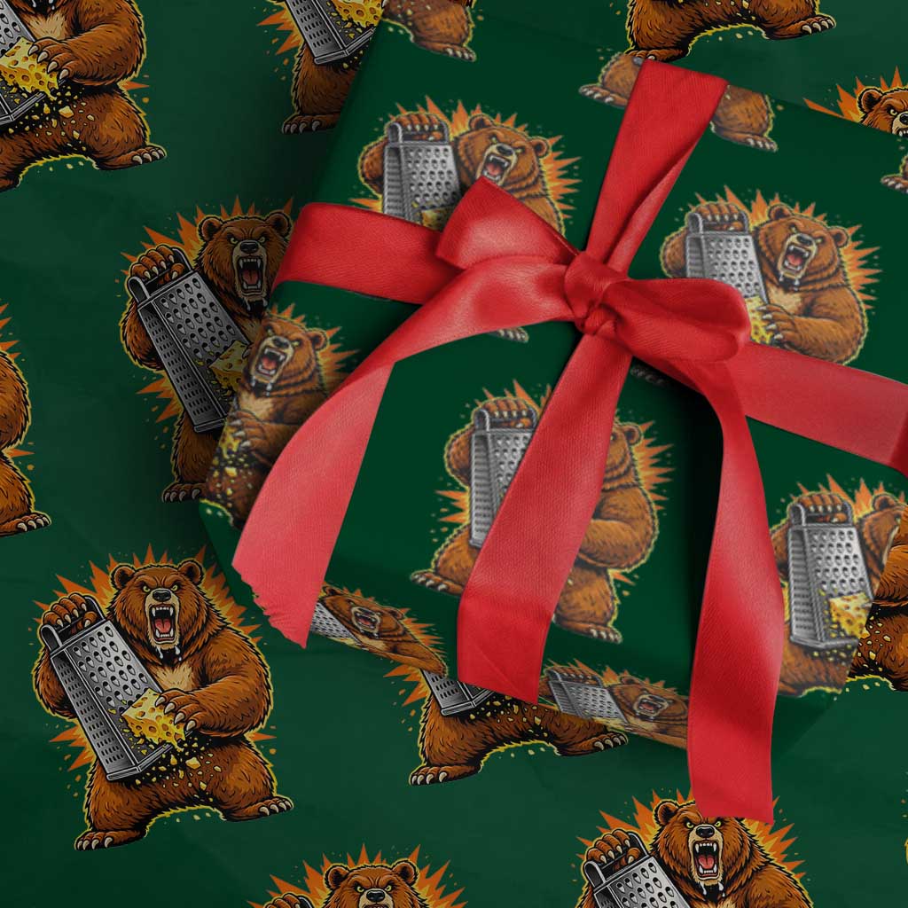 Angry Bear Grating Cheese Grater Hater Fierce Graphic Wrapping Paper Roll TS02 Green Print Your Wear