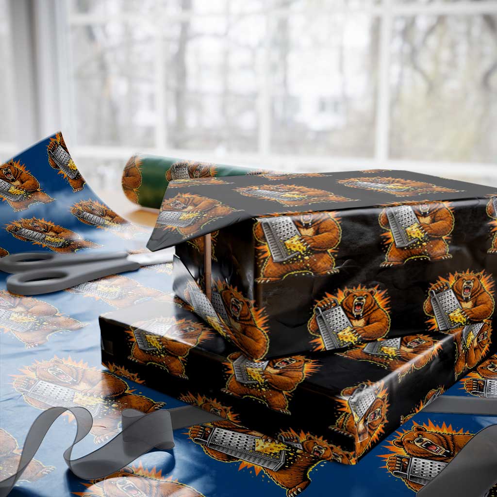 Angry Bear Grating Cheese Grater Hater Fierce Graphic Wrapping Paper Roll TS02 Black Print Your Wear