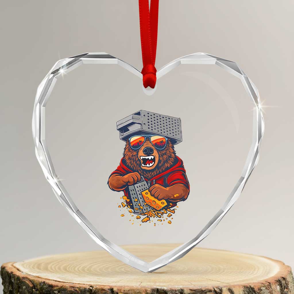 Angry Bear Grating Cheese Heart Crystal Glass Ornament Grater Rage Crushing for Fierce Football Fans TS02 Transparent Glass 3'' Heart Print Your Wear