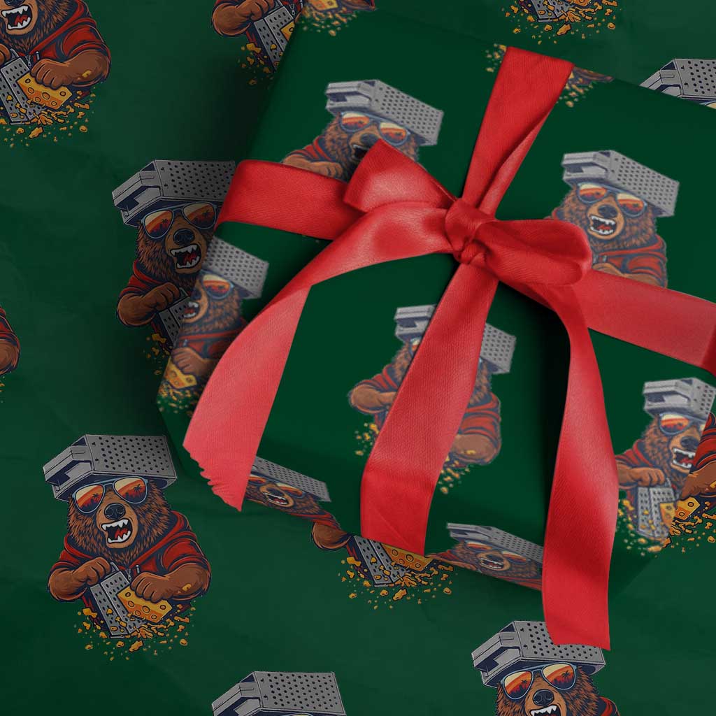 Angry Bear Grating Cheese Wrapping Paper Roll Grater Rage Crushing for Fierce Football Fans TS02 Green Print Your Wear