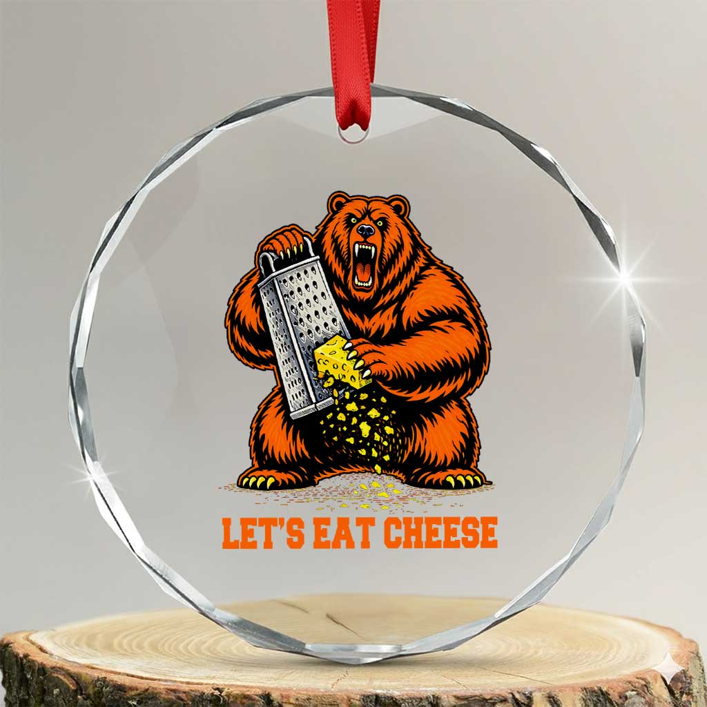 Angry Bear Grating Let's Eat Cheese Crystal Glass Ornament CFB Game Day Sport Fan TS10 Transparent Glass 3'' Circle Print Your Wear