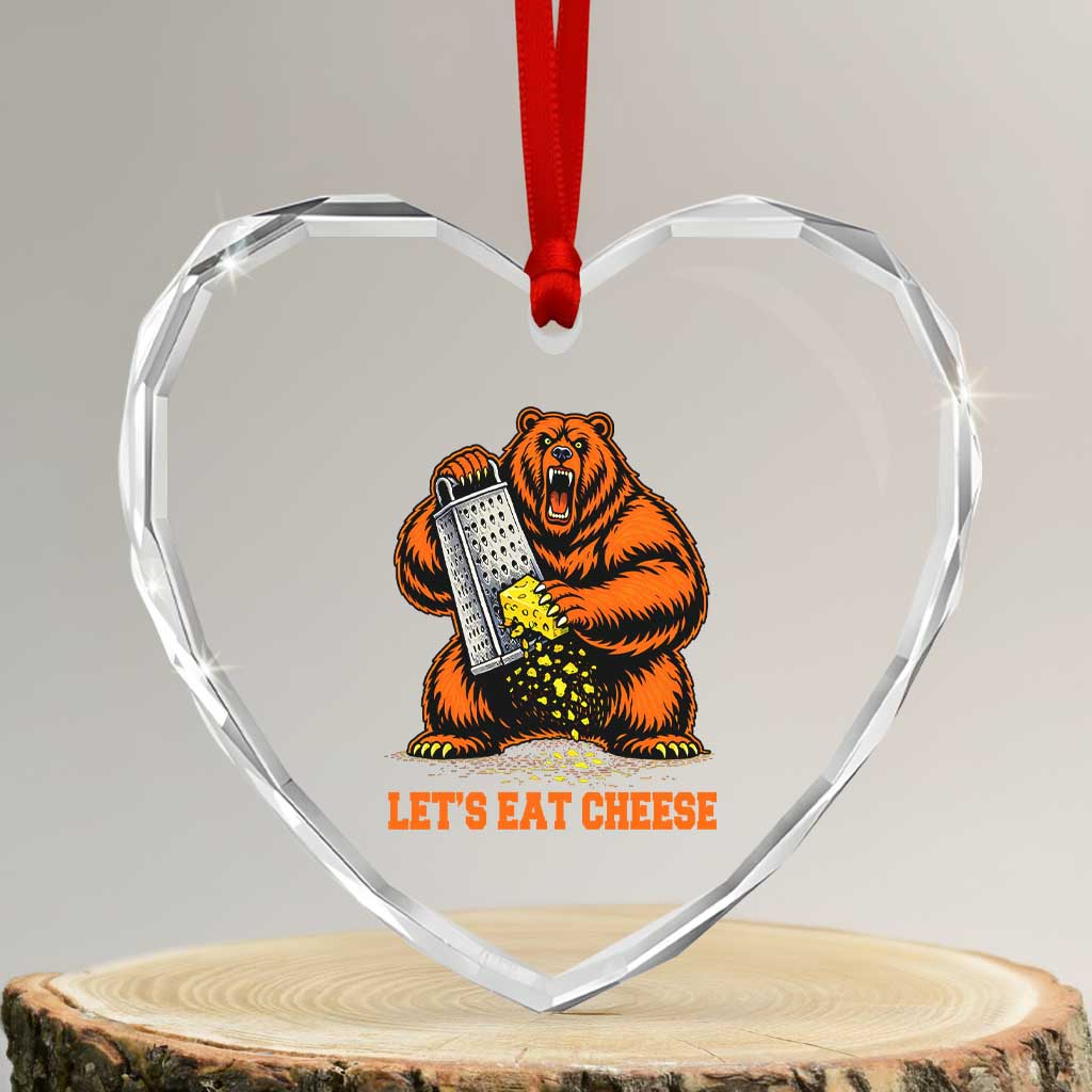 Angry Bear Grating Let's Eat Cheese Heart Crystal Glass Ornament CFB Game Day Sport Fan TS10 Transparent Glass 3'' Heart Print Your Wear