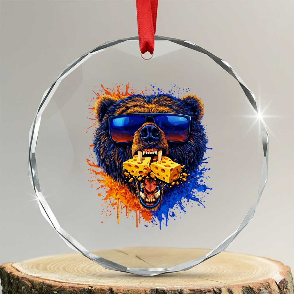 Angry Bear Lets Eat Cheese Crystal Glass Ornament CFB Game Day Sport Fan TS10 Transparent Glass 3'' Circle Print Your Wear