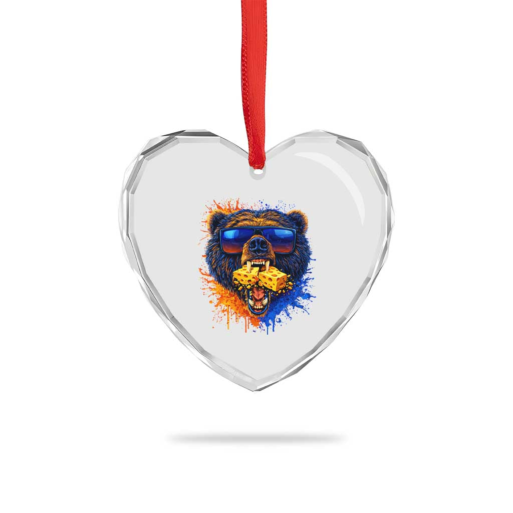 Angry Bear Lets Eat Cheese Heart Crystal Glass Ornament CFB Game Day Sport Fan TS10 Print Your Wear