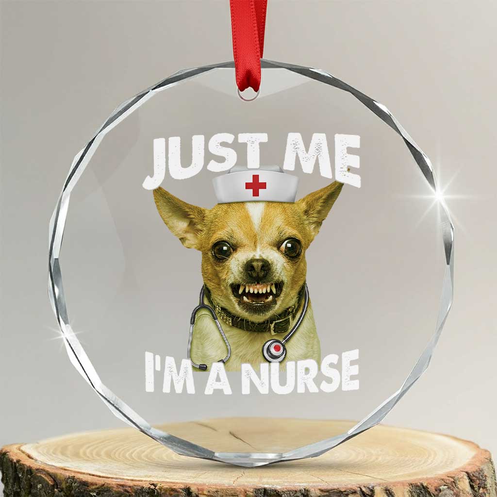 Angry Chihuahua Dog Meme Nurse Gift Crystal Glass Ornament Funny Just Me I Am A Nurse TS12 Transparent Glass 3'' Circle Print Your Wear