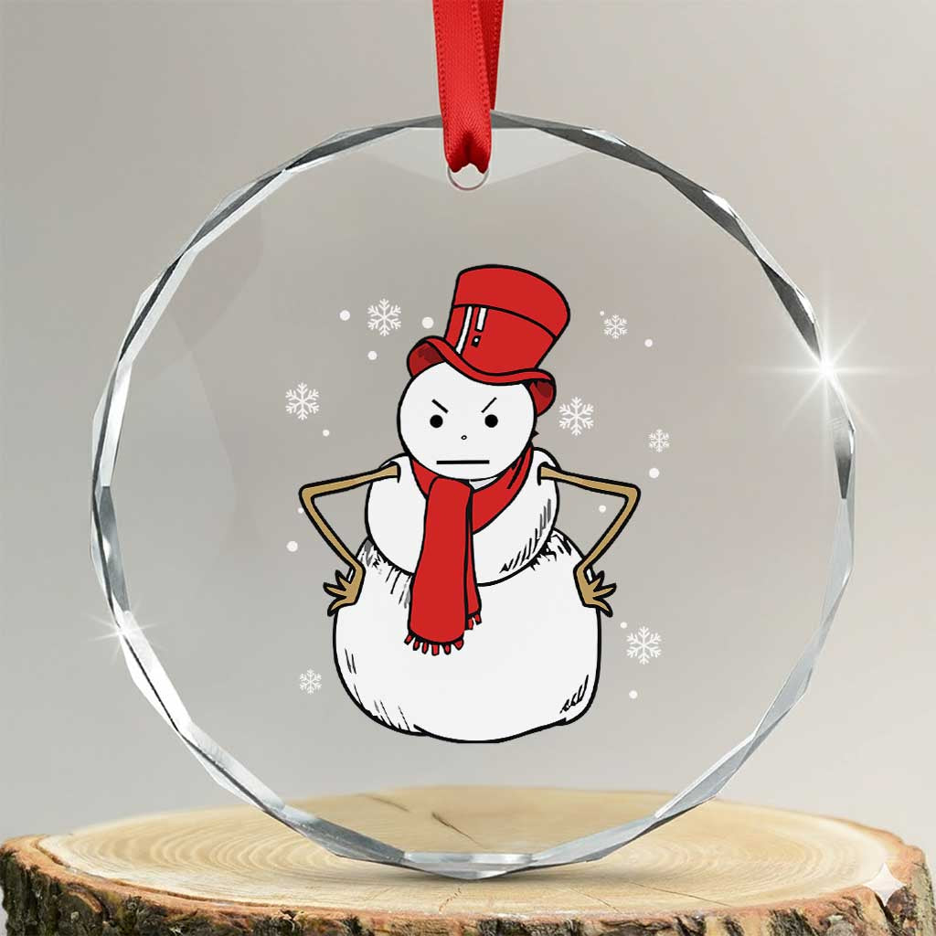 Angry Snowman Funny Xmas Crystal Glass Ornament TS09 Transparent Glass 3'' Circle Print Your Wear