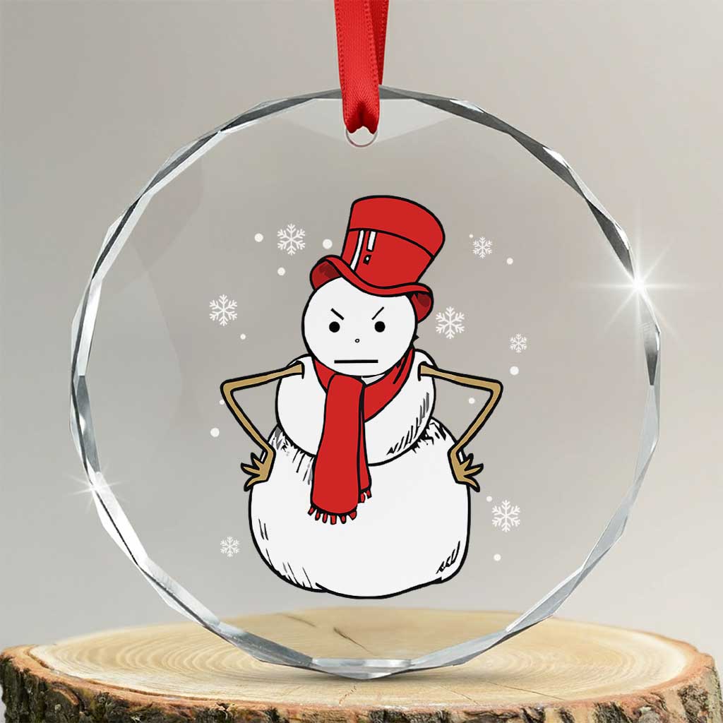 Angry Snowman Funny Xmas Crystal Glass Ornament TS09 Transparent Glass 3'' Circle Print Your Wear