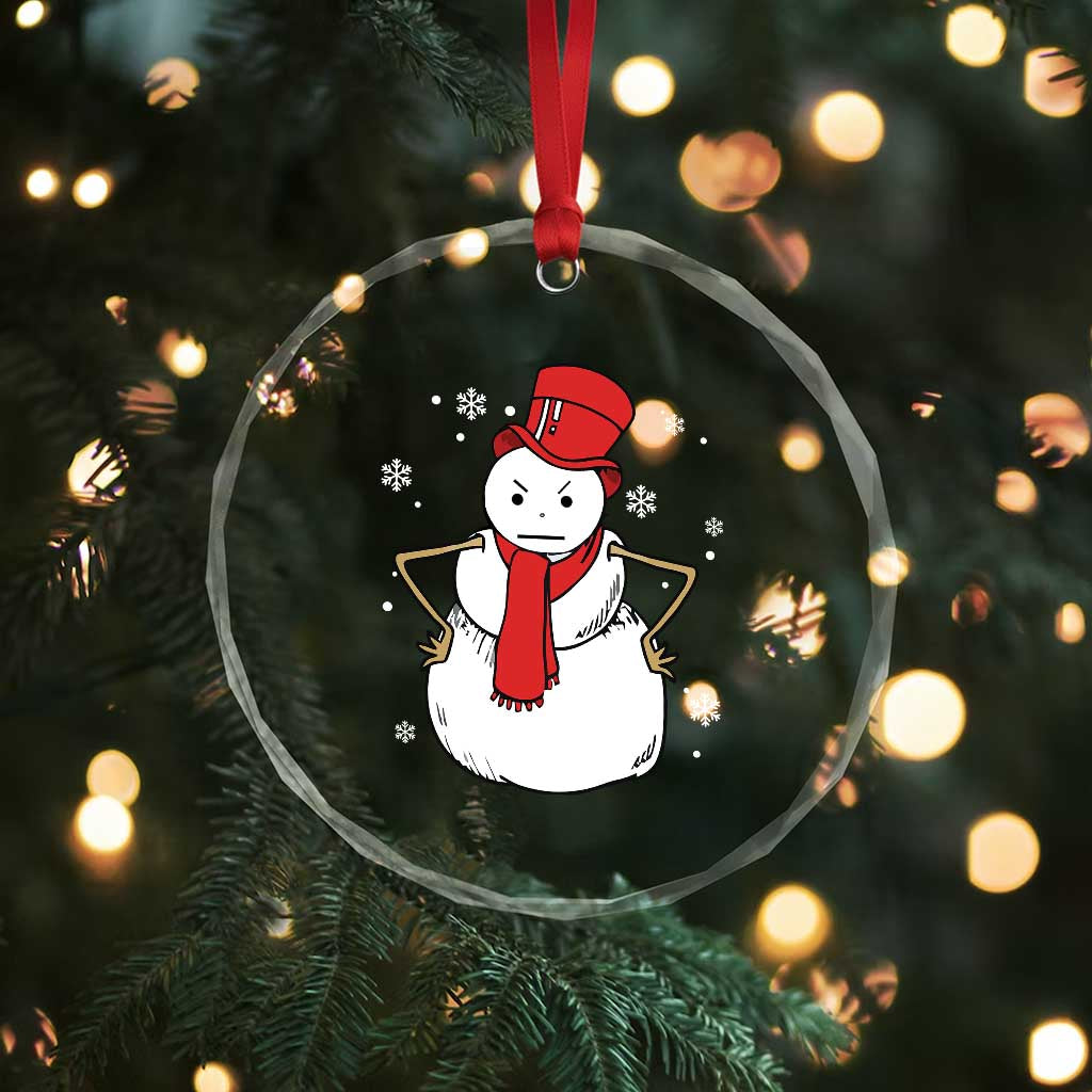 Angry Snowman Funny Xmas Crystal Glass Ornament TS09 Print Your Wear