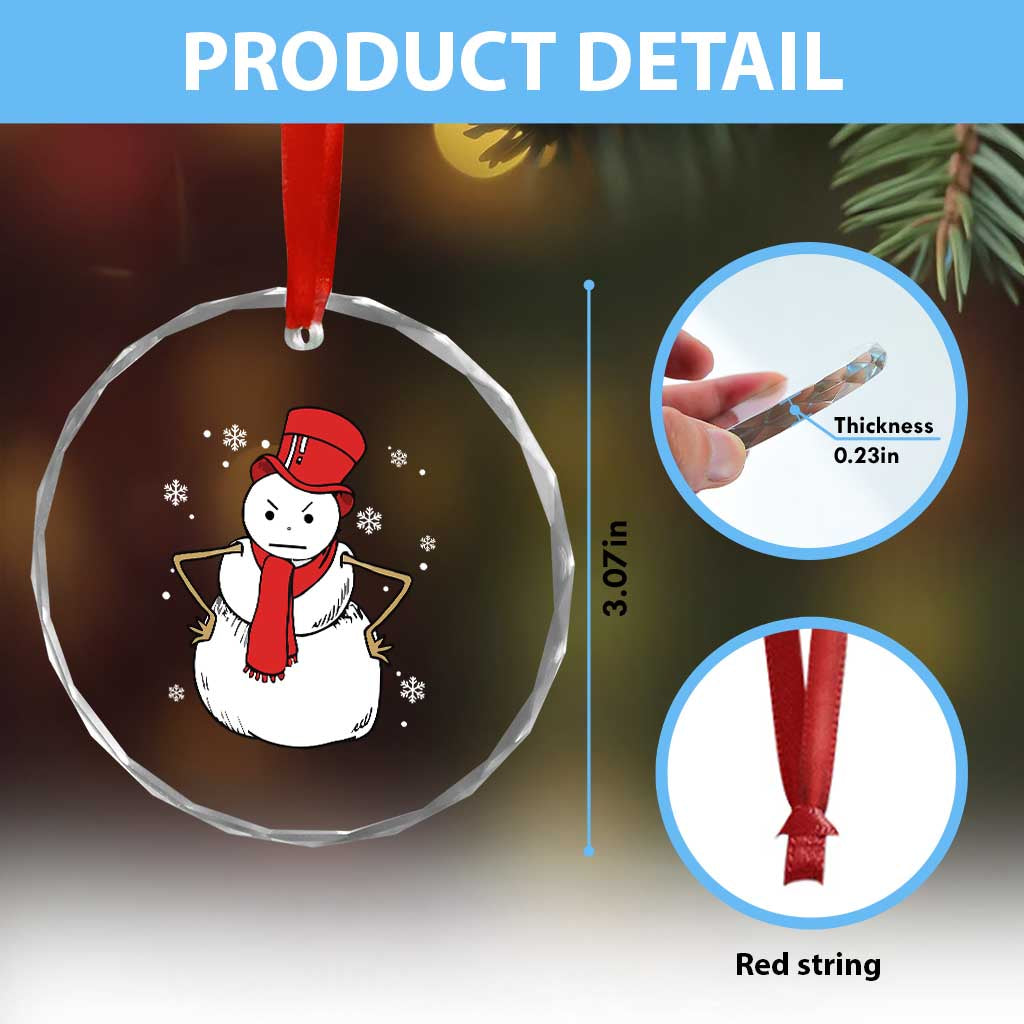 Angry Snowman Funny Xmas Crystal Glass Ornament TS09 Print Your Wear
