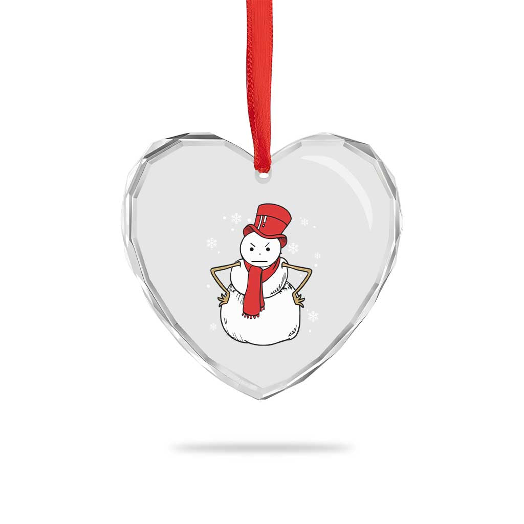 Angry Snowman Funny Xmas Heart Crystal Glass Ornament TS09 Print Your Wear