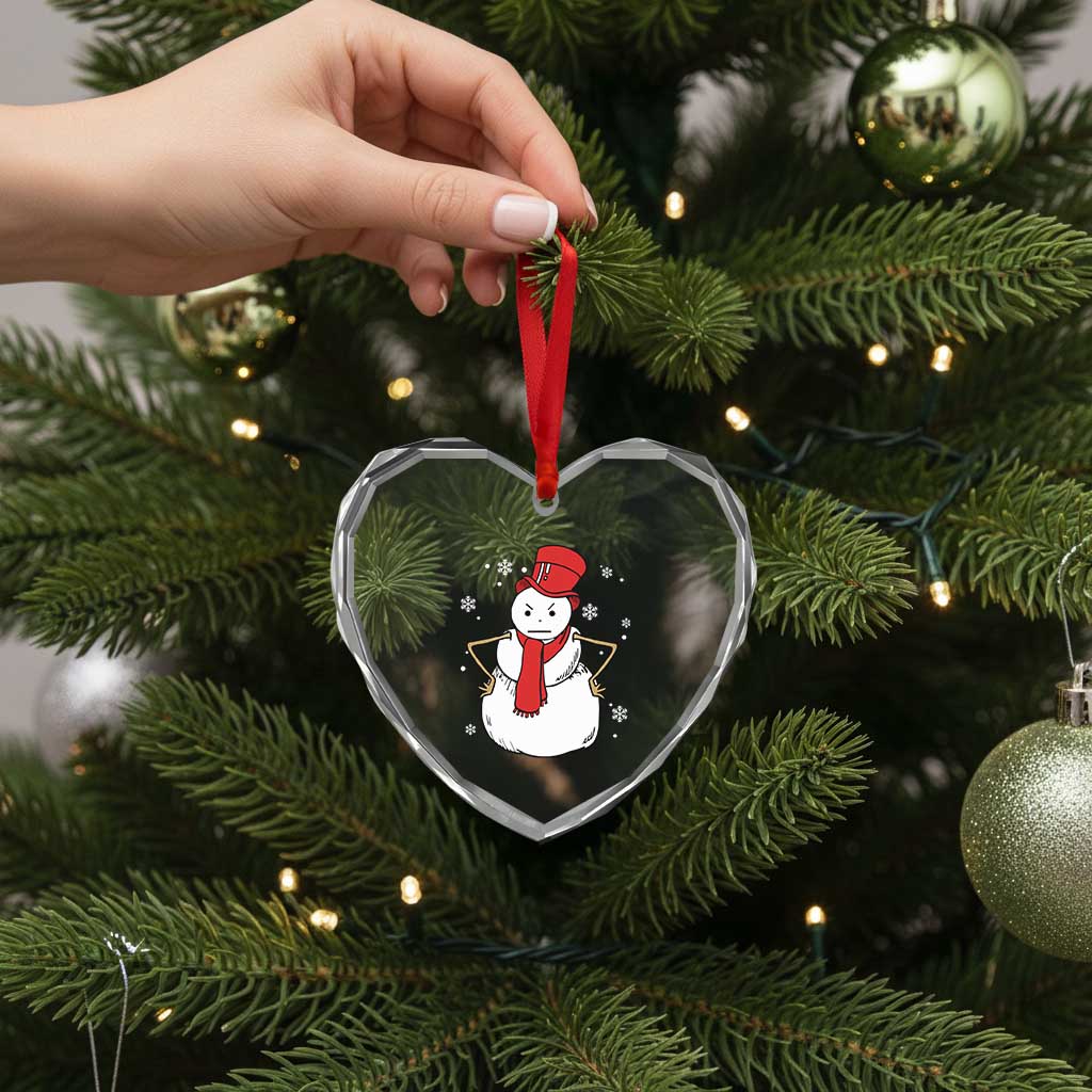 Angry Snowman Funny Xmas Heart Crystal Glass Ornament TS09 Print Your Wear