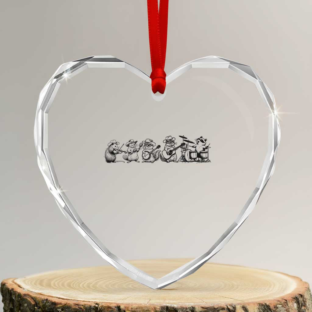 Animal Band Heart Crystal Glass Ornament Funny Forest Animals Playing Instruments Vintage Music Lovers TS10 Transparent Glass 3'' Heart Print Your Wear