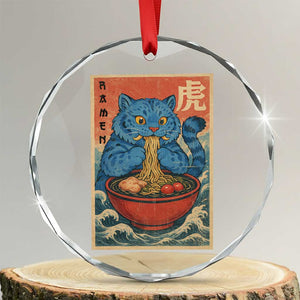 Anime Blue Cat Ramen Crystal Glass Ornament Vintage Japanese Art Funny Kawaii Demon Cat Tiger - Print Your Wear