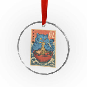 Anime Blue Cat Ramen Crystal Glass Ornament Vintage Japanese Art Funny Kawaii Demon Cat Tiger - Print Your Wear