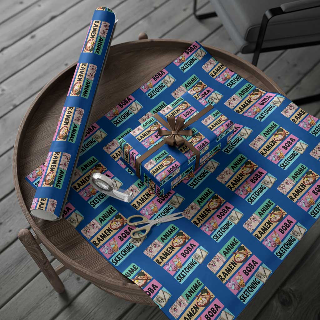 Anime Ramen Boba Sketching Wrapping Paper Roll Kawaii Otaku Manga Lover Japanese Pop Culture TS02 Blue Print Your Wear