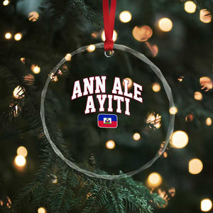 Ann Ale Ayiti Collegiate Athletic Sport Style Crystal Glass Ornament Let's Go Haiti Haitian Flag and Coat of Arms Pride