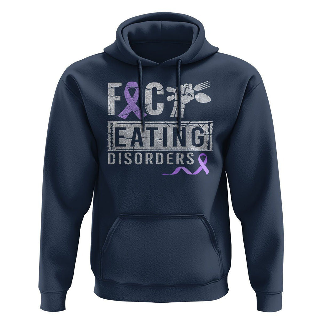 Anorexia Awareness Hoodie FxxK Eating Disorders Purple Ribbon TS09 Navy Printyourwear