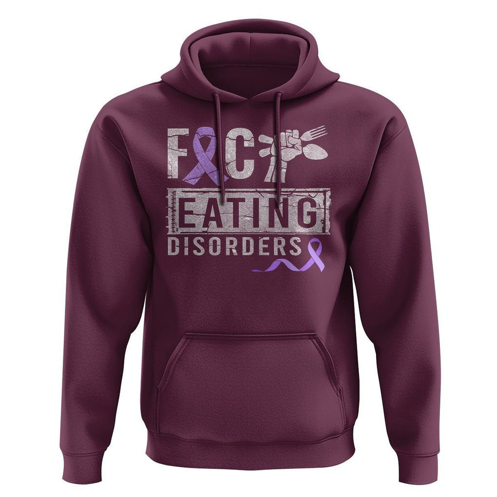 Anorexia Awareness Hoodie FxxK Eating Disorders Purple Ribbon TS09 Maroon Printyourwear