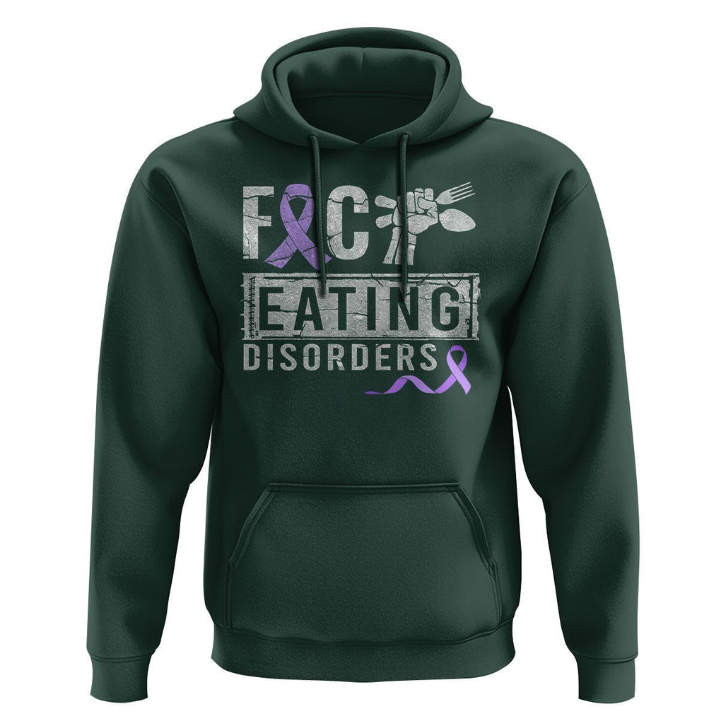 Anorexia Awareness Hoodie FxxK Eating Disorders Purple Ribbon TS09 Dark Forest Green Printyourwear