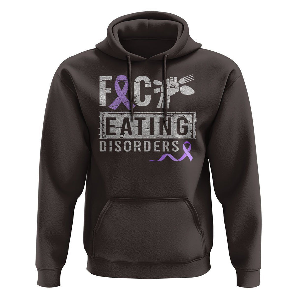 Anorexia Awareness Hoodie FxxK Eating Disorders Purple Ribbon TS09 Dark Chocolate Printyourwear