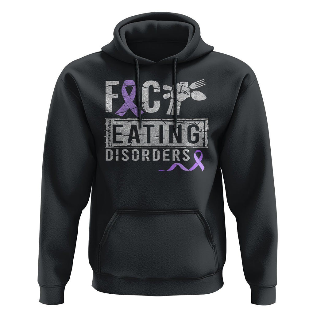 Anorexia Awareness Hoodie FxxK Eating Disorders Purple Ribbon TS09 Black Printyourwear