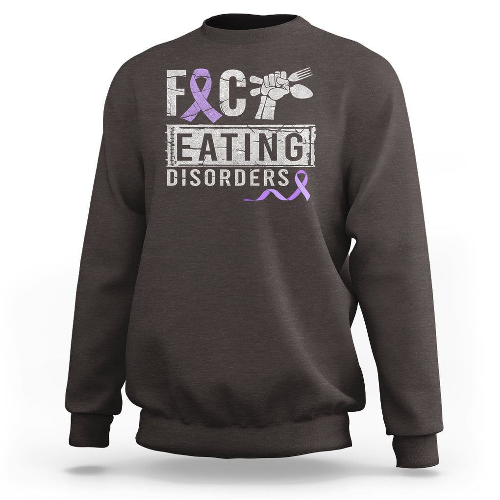 Anorexia Awareness Sweatshirt FxxK Eating Disorders Purple Ribbon TS09 Dark Chocolate Printyourwear