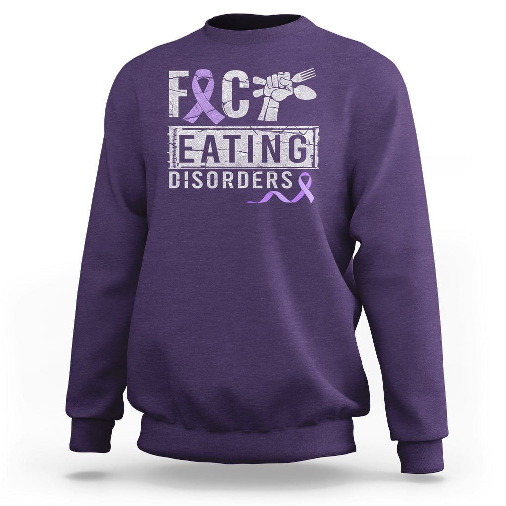 Anorexia Awareness Sweatshirt FxxK Eating Disorders Purple Ribbon TS09 Purple Printyourwear