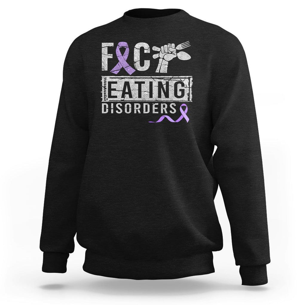 Anorexia Awareness Sweatshirt FxxK Eating Disorders Purple Ribbon TS09 Black Printyourwear
