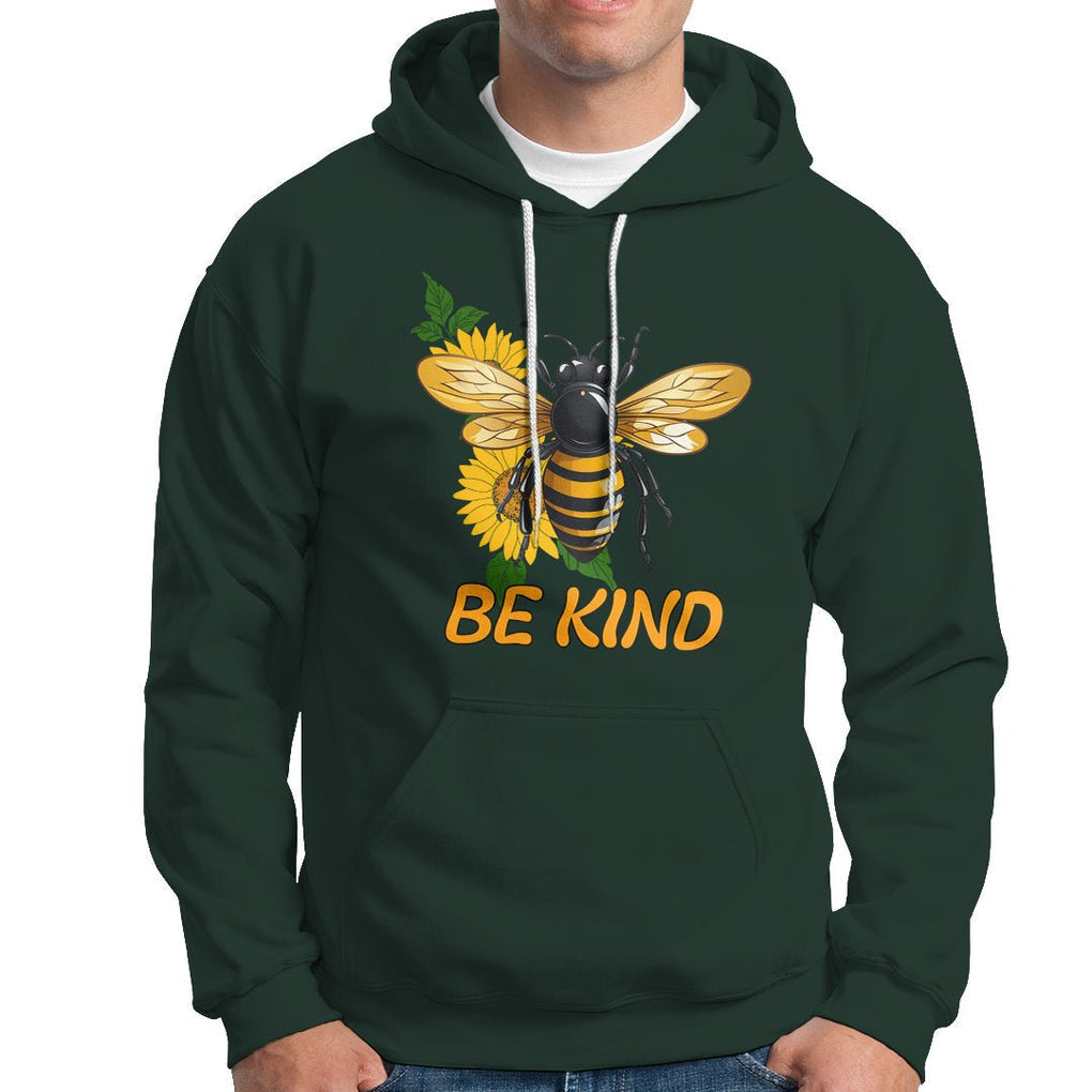 Anti Bullying Hoodie Be Kind Floral Bee Choose Kindness TS02 Dark Forest Green Printyourwear