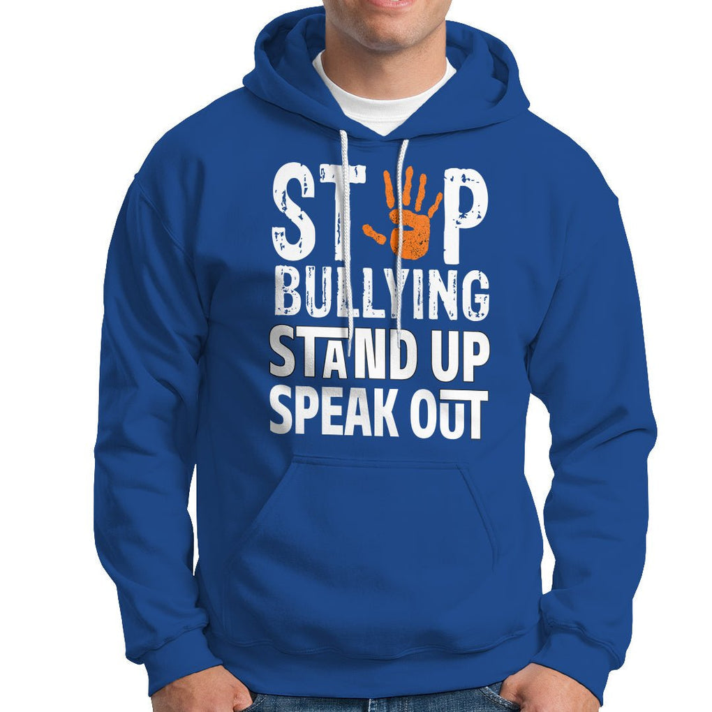 Anti Bullying Hoodie Stop Bullying Orange Stand Up Speak Out TS02 Royal Blue Printyourwear